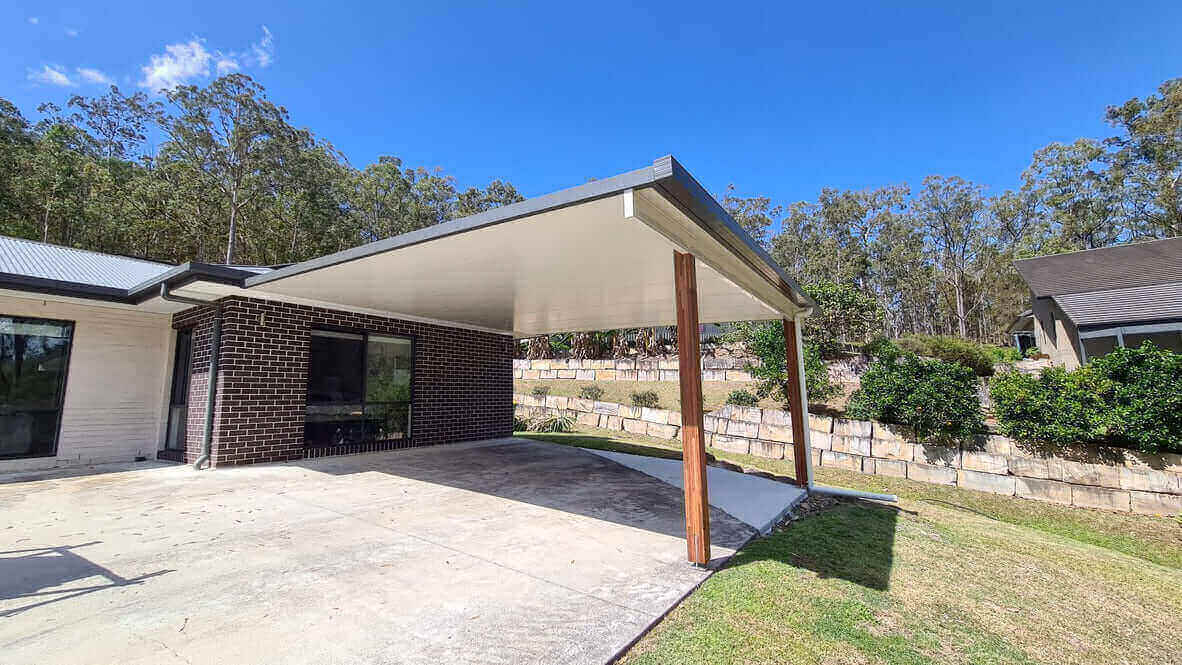 DIY Kit: V-Line Single Skin Patio/Carport Attached To Timber Wall 3 x 2.6m