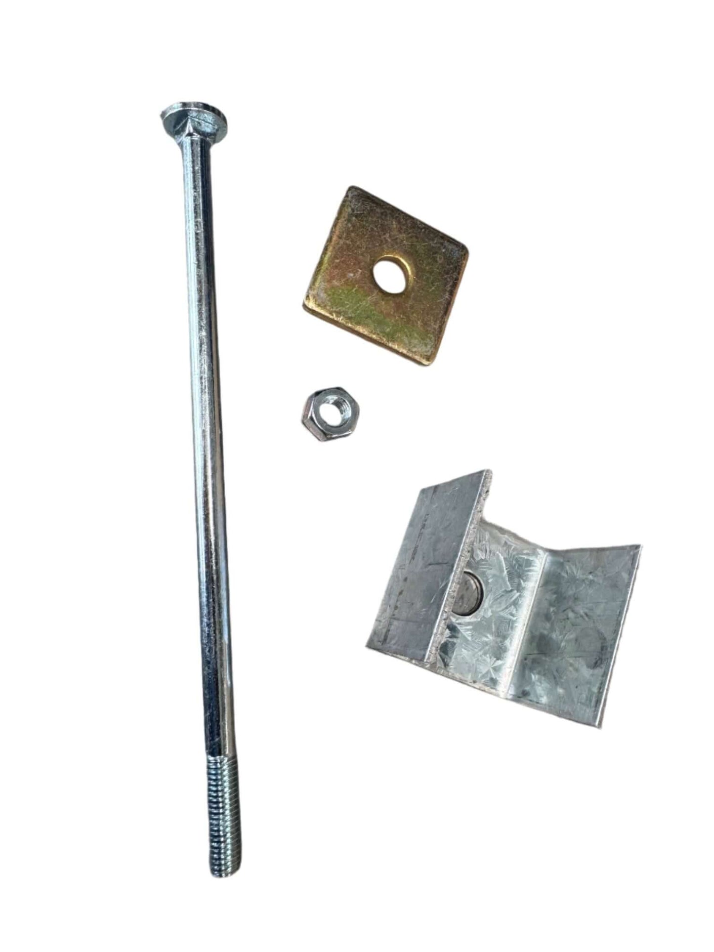 Up stand beam bolt and bracket kit including bolts, nuts, and a galvanized bracket for robust support.