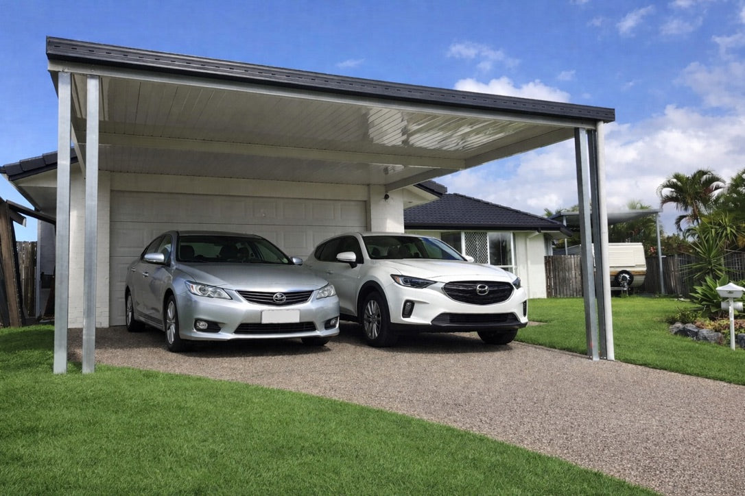 DIY Kit: V-Line Single Skin Patio/Carport Attached To Timber Wall 8 x 6.0m with 900mm overhang
