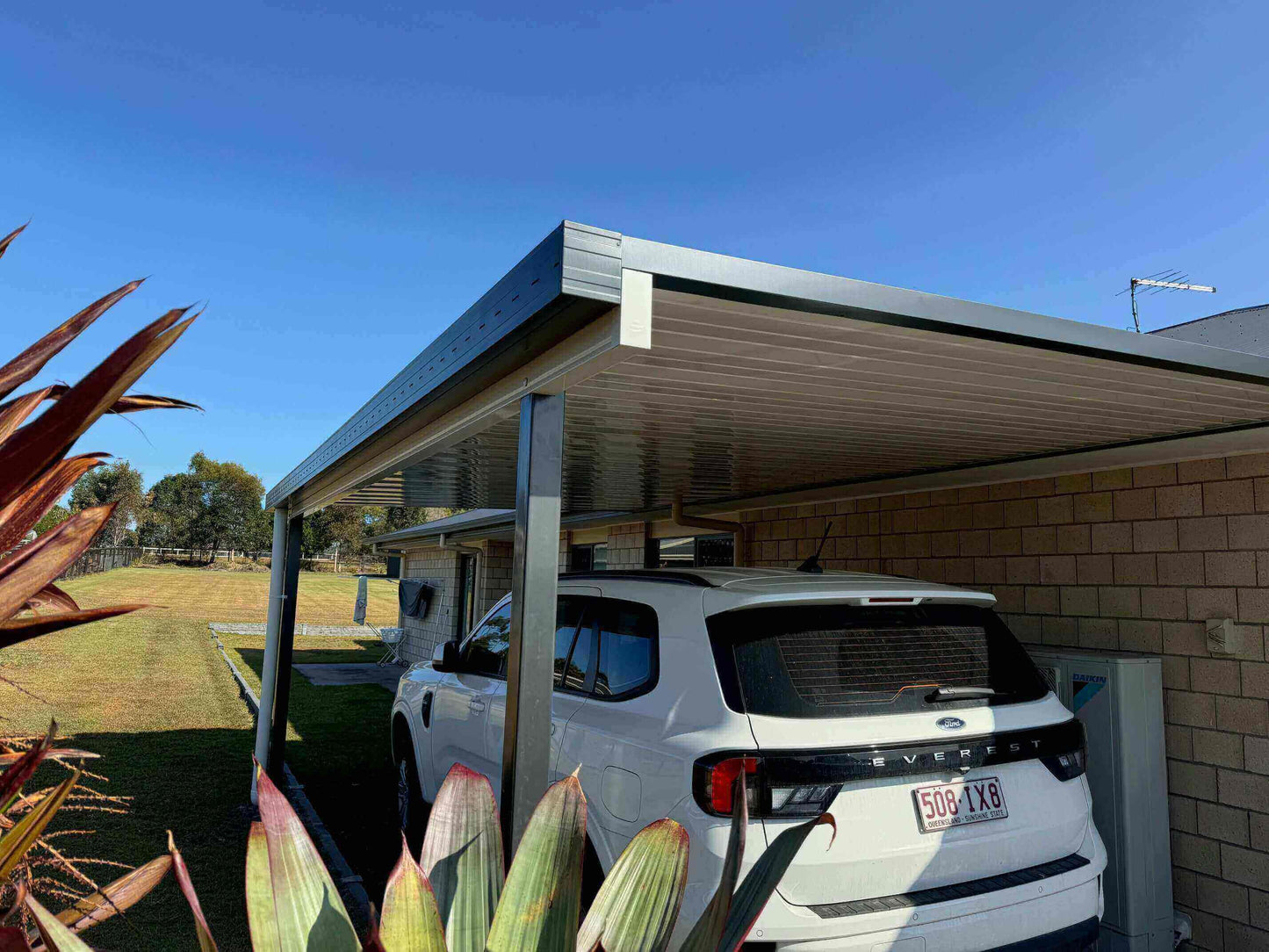 DIY Kit: V-Line Single Skin Patio/Carport Attached To Masonry/Brick/Concrete Wall 9 x 3.3m