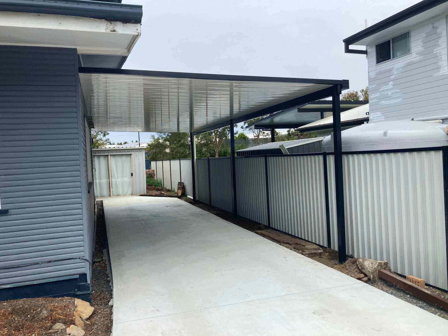 DIY Kit: V-Line Single Skin Patio/Carport Attached To Masonry/Brick/Concrete Wall 8 x 3.2m