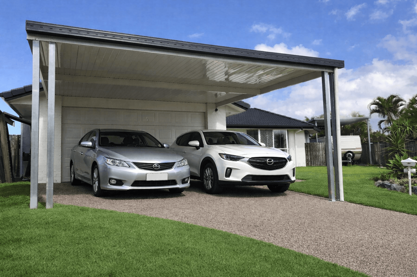 DIY V-Line Patio Carport Attach Timber Wall