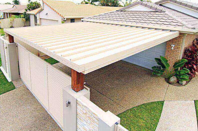 DIY Kit: V-Line Single Skin Patio/Carport Attached To Metal Fascia 7 x 4.7m