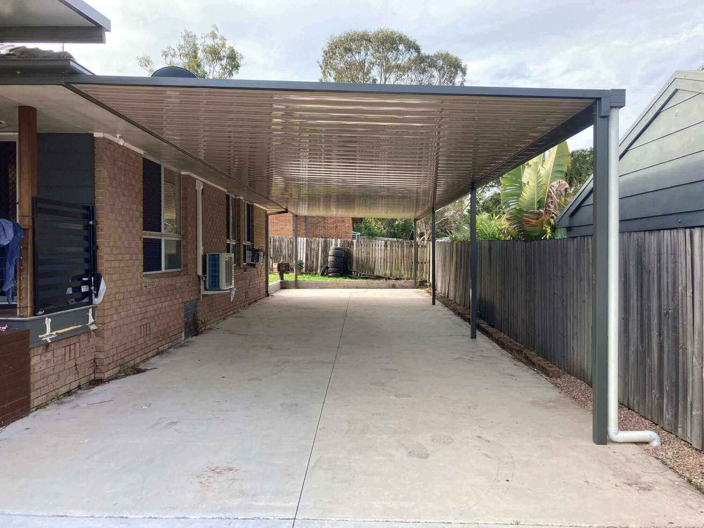 DIY Kit: V-Line Single Skin Patio/Carport Attached To Metal Fascia 7 x 1.5m