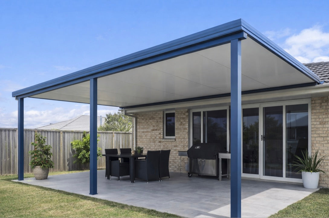 DIY Kit: V-Line Single Skin Patio/Carport Flyover 14 x 6.0m with 900mm overhang