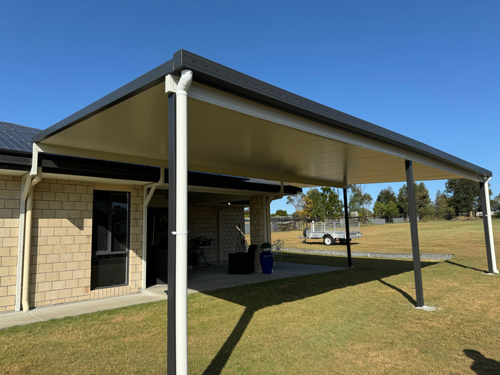 Attached V-Line Single Skin Patio/Carport Masonry/Brick/Concrete Wall 3 x 3.6m