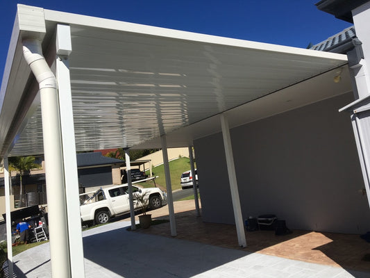 Attached V-Line Single Skin Patio/Carport Metal Fascia 4 x 1.8m