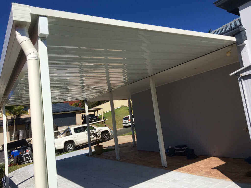 DIY Kit: V-Line Single Skin Patio/Carport Attached To Timber Fascia 14 x 2.2m