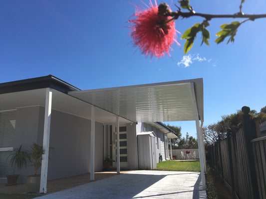 Attached V-Line Single Skin Patio/Carport Metal Fascia 3 x 2.1m