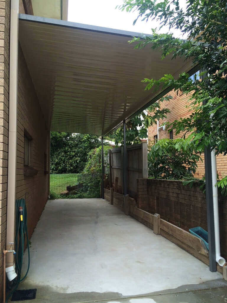DIY Kit: V-Line Single Skin Patio/Carport Attached To Timber Wall 11 x 1.8m