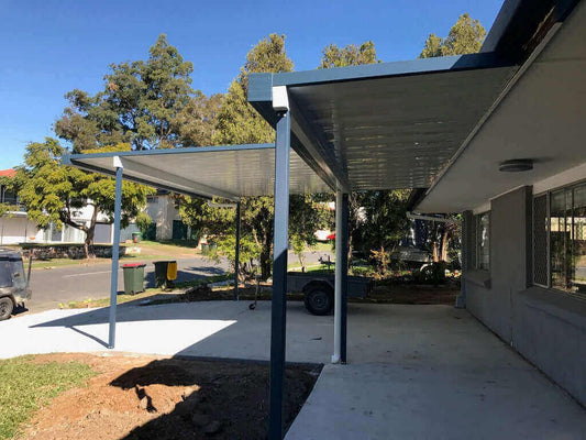 DIY Kit: V-Line Single Skin Patio/Carport Attached To Timber Fascia 14 x 2.3m