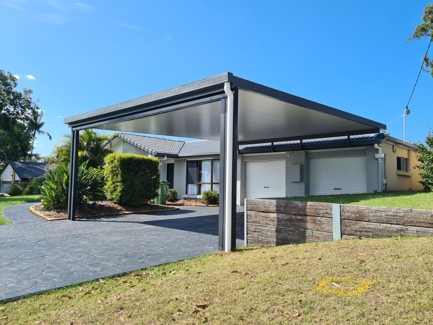 V-Line Single Skin Patio/Carport Flyover 10 x 6.0m with 900mm overhang