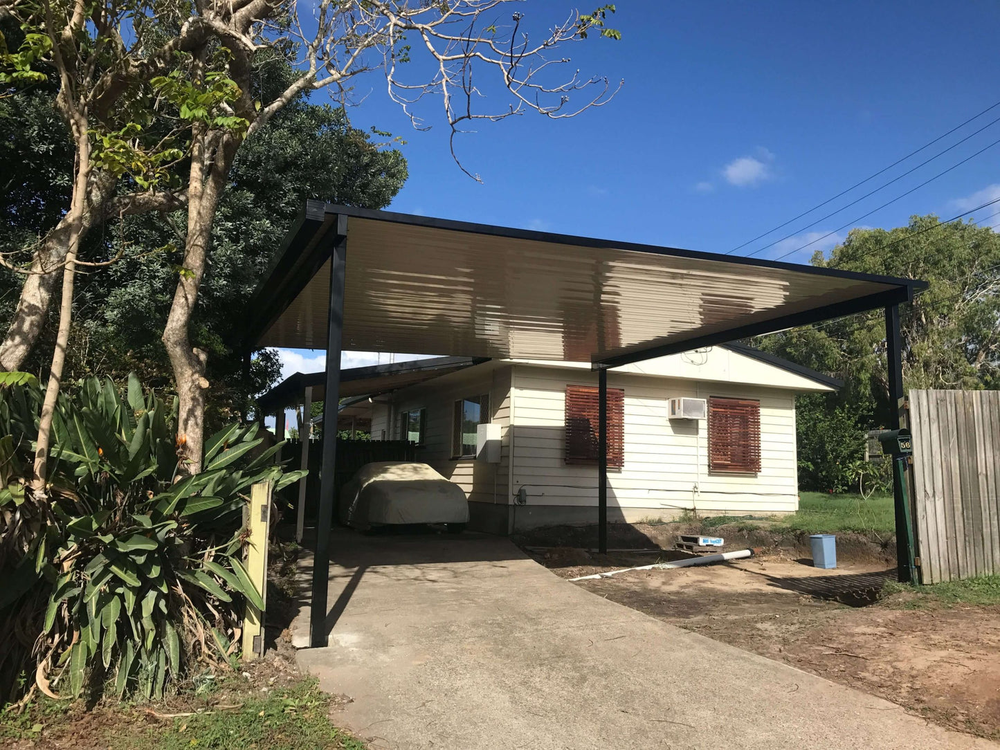 V-Line Single Skin Patio/Carport Freestanding 6 x 6.0m with 900mm overhang