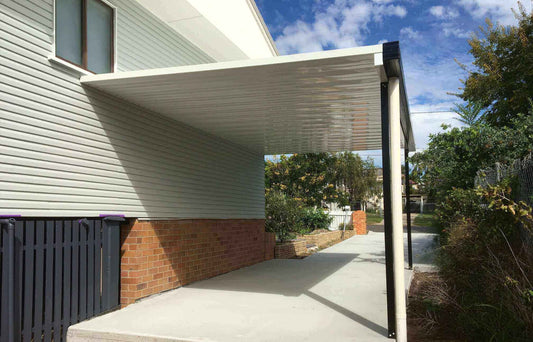 DIY Kit: V-Line Single Skin Patio/Carport Attached To Masonry/Brick/Concrete Wall 8 x 3.4m