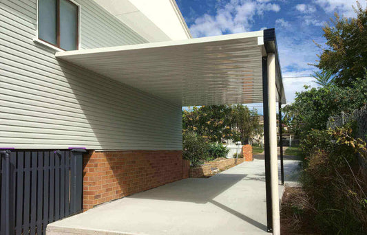 DIY Kit: V-Line Single Skin Patio/Carport Attached To Masonry/Brick/Concrete Wall 9 x 3.5m