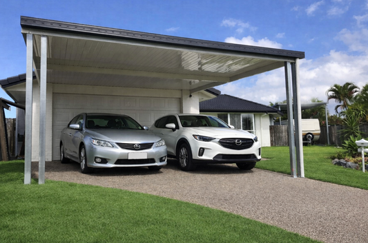 DIY Kit: V-Line Single Skin Patio/Carport Attached To Timber Fascia 6 x 5.4m with 300mm overhang