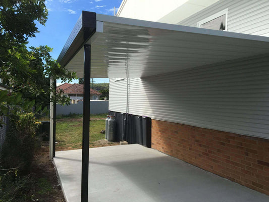 DIY Kit: V-Line Single Skin Patio/Carport Attached To Masonry/Brick/Concrete Wall 9 x 4.2m