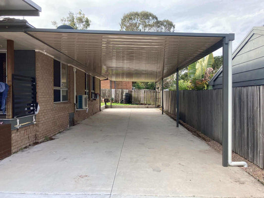 DIY Kit: V-Line Single Skin Patio/Carport Attached To Metal Fascia 5 x 5.8m with 700mm overhang